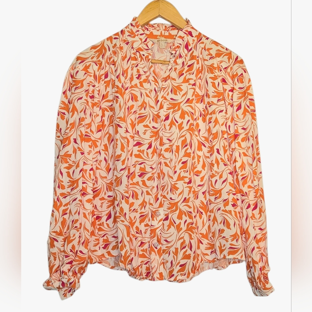 Barbour Ruffle Collar Galia Shirt Size 6